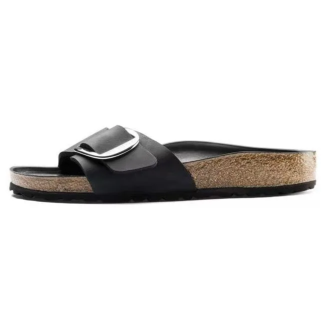 Birkenstock Madrid Big Schnalle Geölt Leder Schwarz