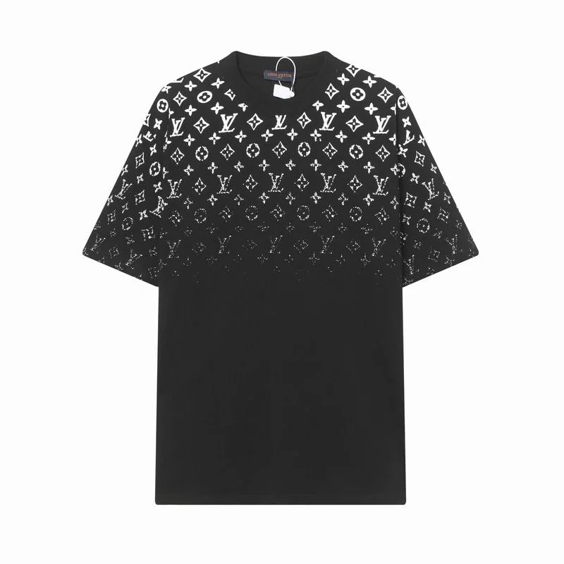 LV Tshirt Nera con Motivo Monogram Sfumato
