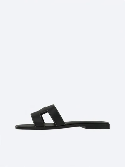 Hermès Oran Sandalen Schwarz