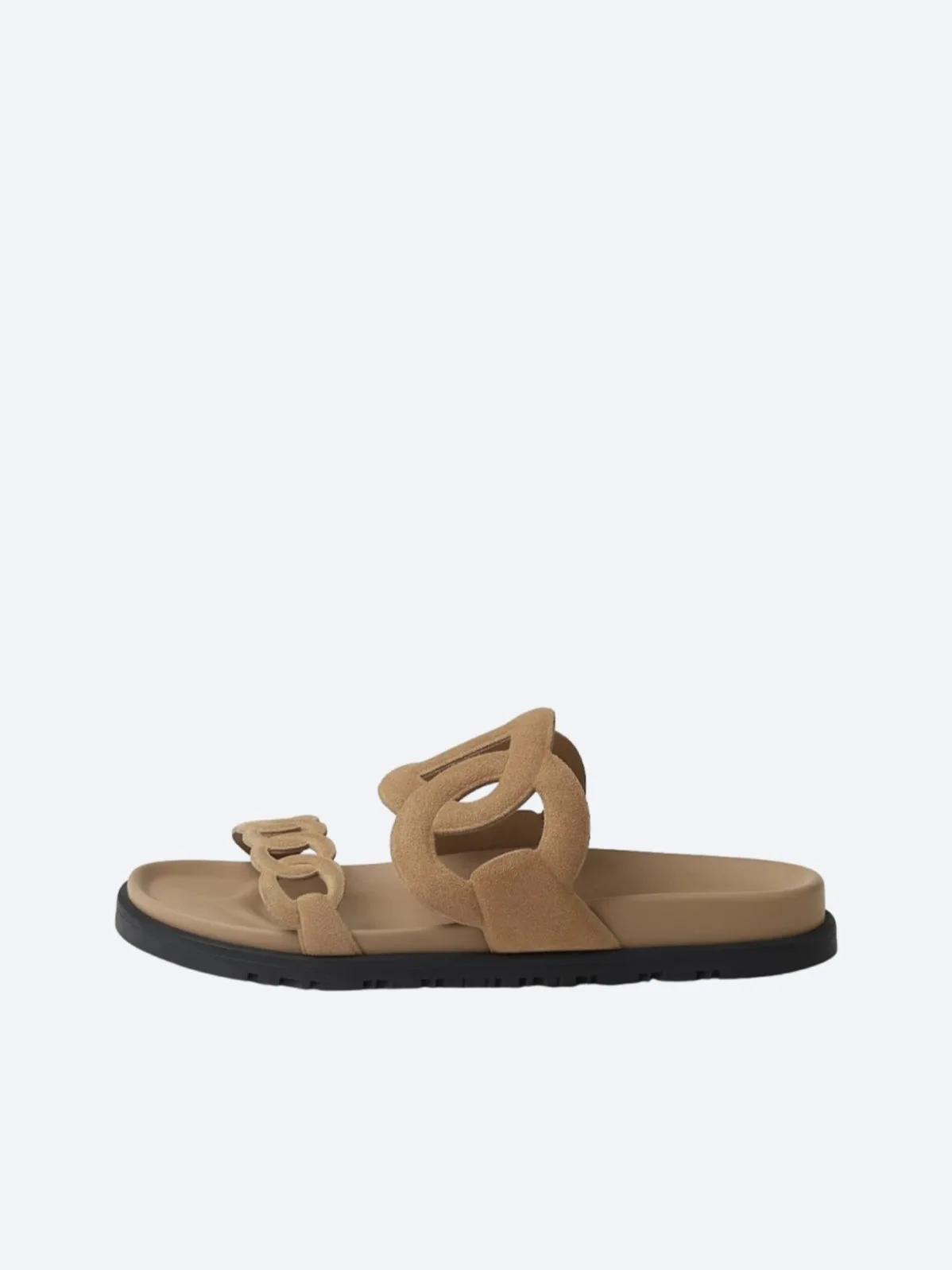 Hermès Extra Daim Claquettes Beige Foncé