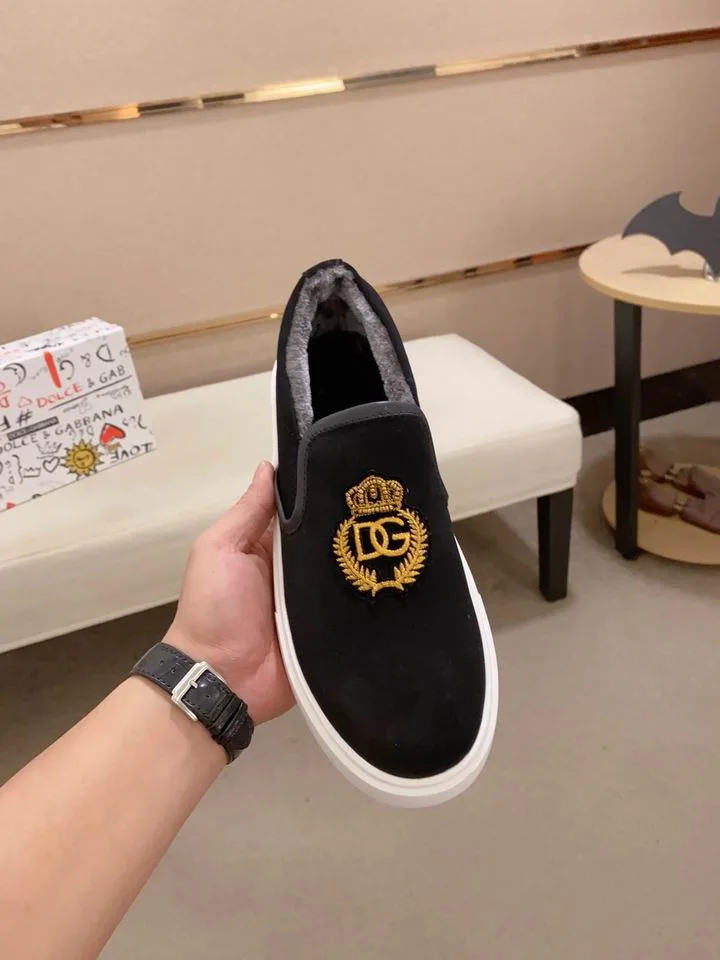 D & G Black Camoscio Slip-On Sneakers